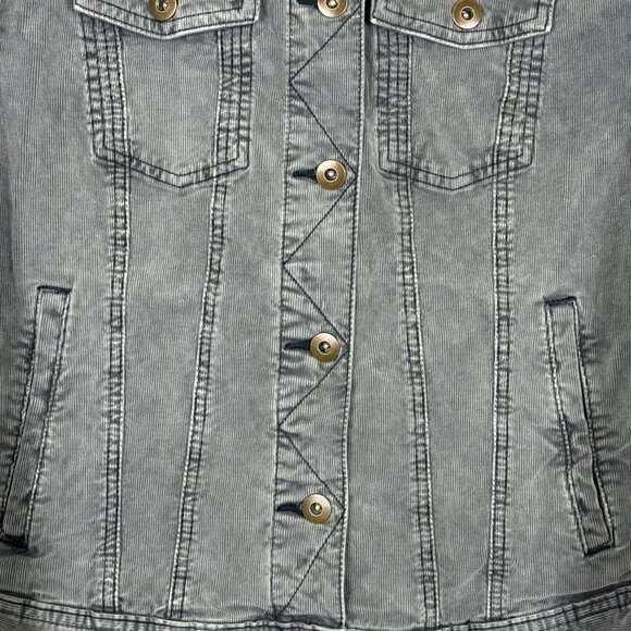 Prana Corduroy Jacket Womens Large Gray Trucker Stretch Casual Organic Cotton - Picture 3 of 10
